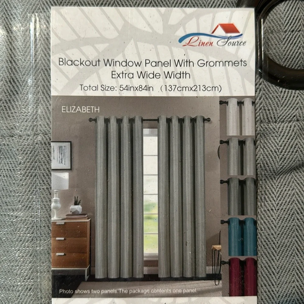 Elizabeth Grey 1 blackout window panel with grommets extra wide